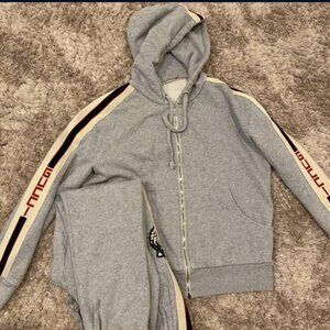 SOLD—Gucci Sweatsuit Gray Tracksuit Sweatshirt Sweatpants Joggers Zip-Up Hoodie
